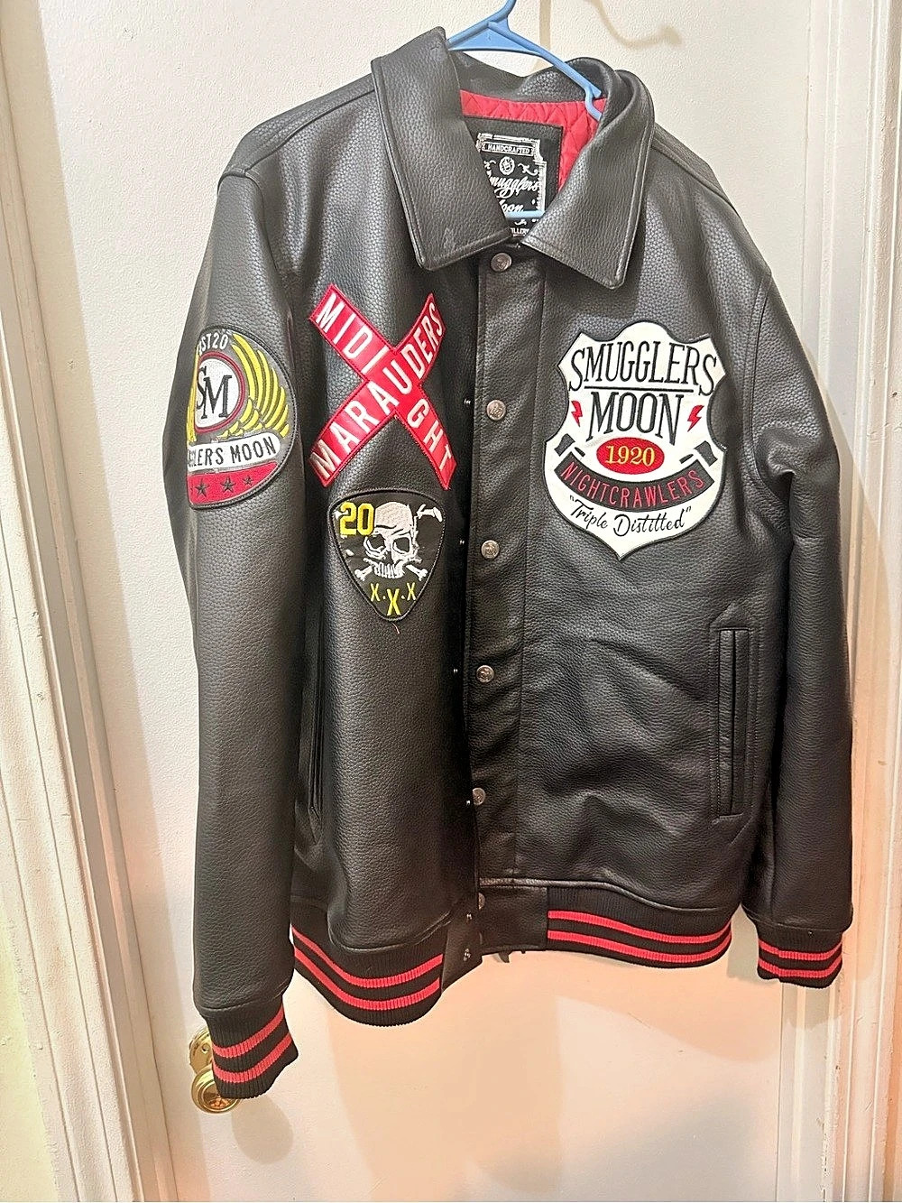 Smugglers Moon Men's Black & Red Varsity Bomber Jacket